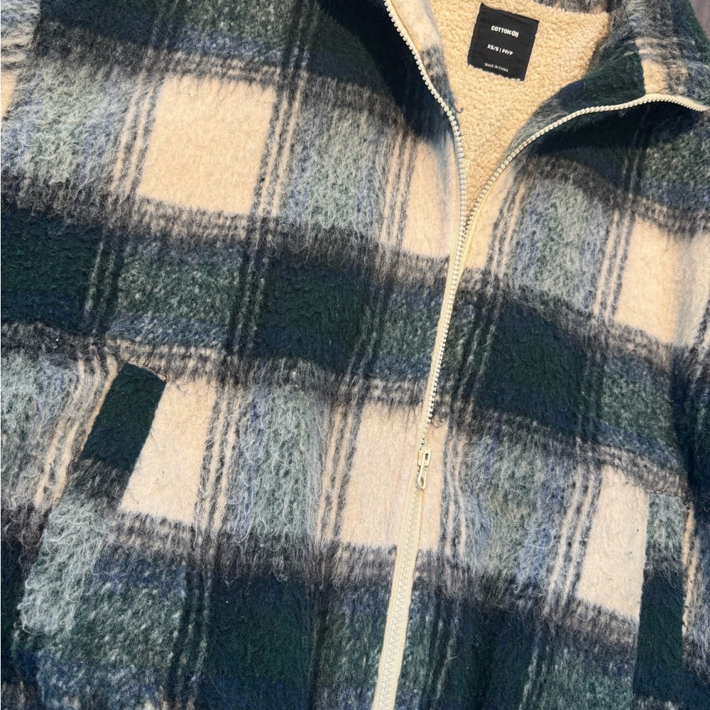 Cotton On Plaid Jacket - Green and Cream